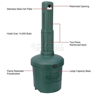 Global Industrial Outdoor Ashtray, 5 Gallon, Green (245133GN)