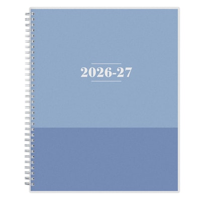 2026-2027 Blue Sky Color Block Blue Frosted 8.5 x 11 Academic Weekly & Monthly Planner, Plastic Cover (156066-A27)