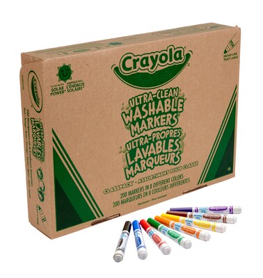 Crayola Ultra-Clean Washable Markers, Broad, Assorted Colors, 200/Carton (58-8200)