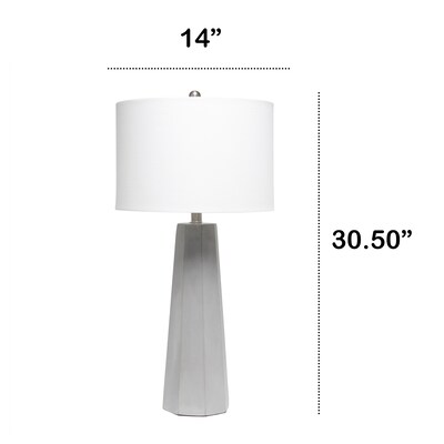 Lalia Home Concrete Pillar Table Lamp with Fabric Shade, White (LHT-5011-WH)