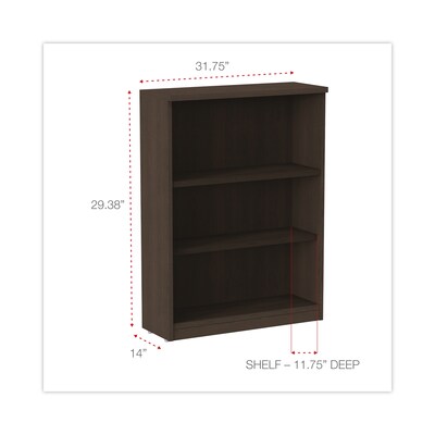 Alera Valencia Series 40" 3-Shelf Bookcase with Adjustable Shelves, Espresso (ALEVA634432ES)