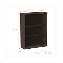 Alera Valencia Series Bookcase, Three-Shelf, 31 3/4w X 14d X 39 3/8h, Espresso (ALEVA634432ES)