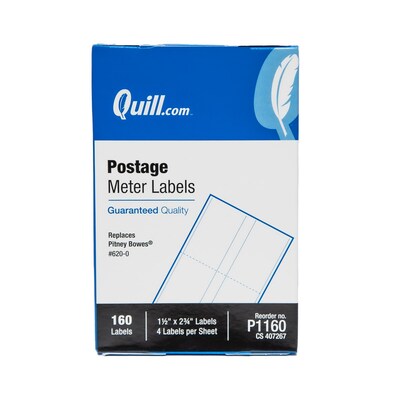 Quill Brand® Postage Meter Self-Adhesive Labels, 1-1/2 x 2-3/4, White, 160 Labels/Pack (P1160)