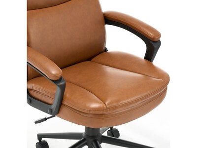 Click365 Transform 2.0 Ergonomic Bonded Leather Swivel Desk Chair, Cognac (CCHR10007A)