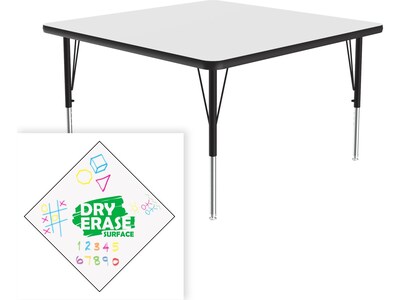 Correll Square Activity Table, 42" x 42", Height-Adjustable, Frosty White/Black (A4242DE-SQ-80)