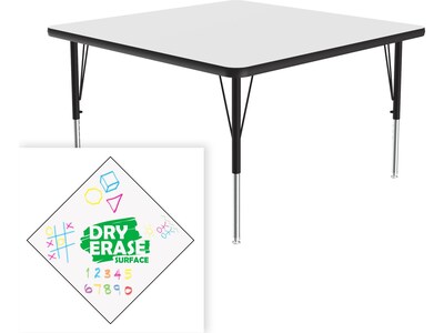 Correll Square Activity Table, 42 x 42, Height-Adjustable, Frosty White/Black (A4242DE-SQ-80)