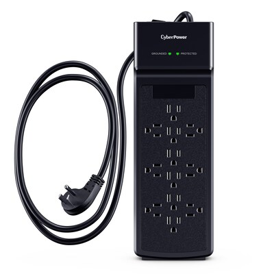 CyberPower CSB1206 12-Outlet Surge Protector, 6', 3600 Joules, Black (CSB1206)