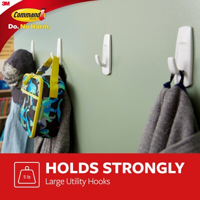 Command Large Utility Hooks Mega Pack, 5 lb., White, 14/Pack (17003-MPES)