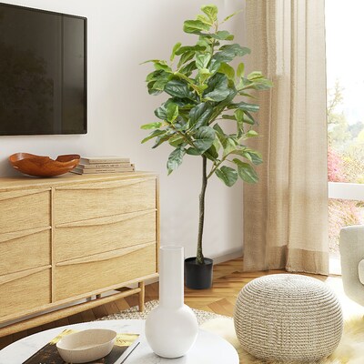 Forever Leaf 60" Artificial Fiddle Fig Leaf Plant in Black Pot (FEV-FIBL60)