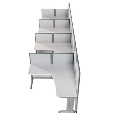 Regency Instant Office 63"H x 258"W 4 Person L-Shaped Cubicle Panel Workstation, Pure White (IO36194-03K-4P)