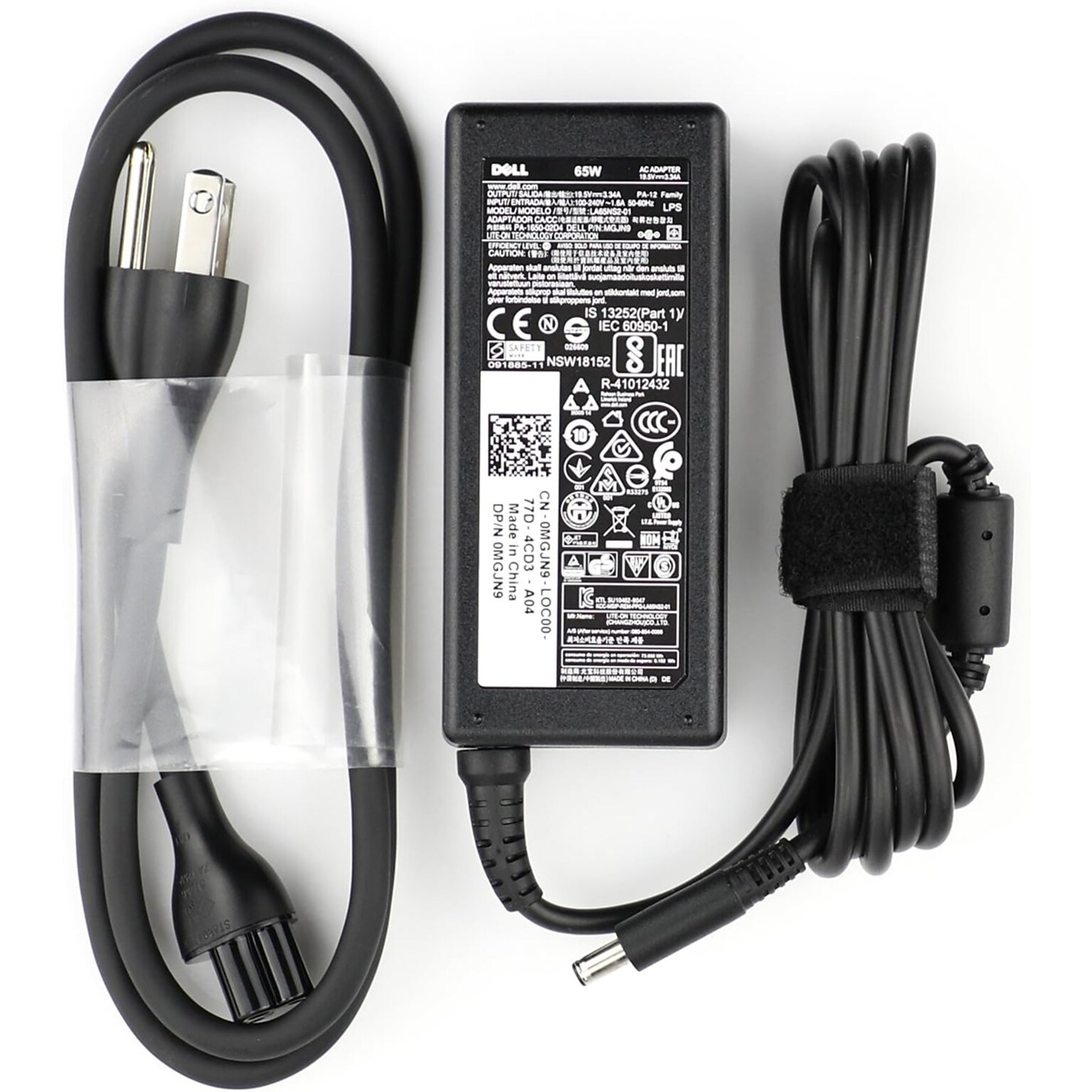 Dell 65W AC Adapter Charger for Dell Inspiron Laptop, Black (MGJN9)