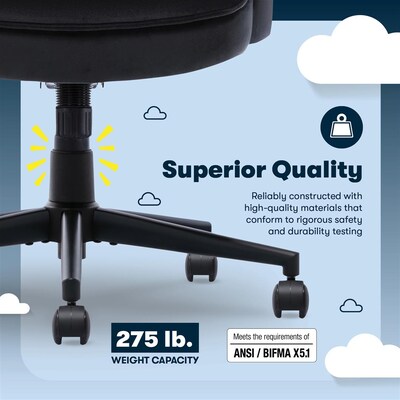 Serta Comfort Classic Ergonomic Velvet Fabric Swivel Executive Chair, Black (CCHR10005D)