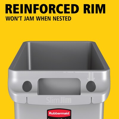 Rubbermaid Slim Jim Vented Rectangular Trash Can Waste Receptacle, 23 Gallons, Gray (FG354060GRAY)