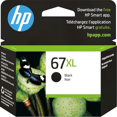 HP 67XL Black High Yield Ink Cartridge, Prints Up to 240 Pages (3YM57AN#140)