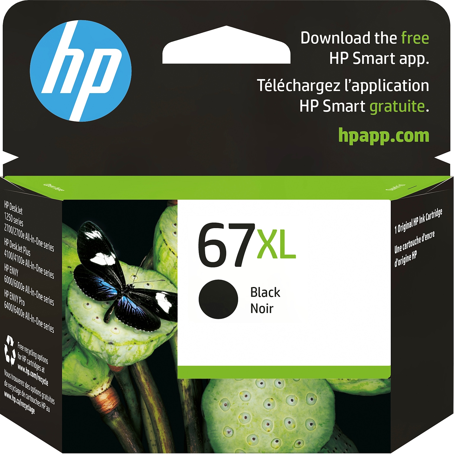 HP 67XL Black High Yield Ink Cartridge, Prints Up to 240 Pages (3YM57AN#140)
