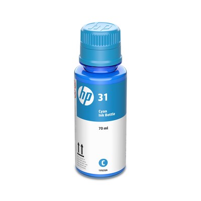 HP 31 Cyan Standard Yield Ink Tank Bottle Refill, Prints Up to 8,000 Pages (1VU26AN)