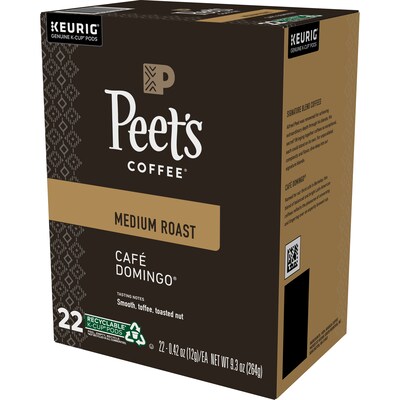 Peet's Coffee Café Domingo Coffee Keurig® K-Cup® Pods, Medium Roast, 22/Box (6543)