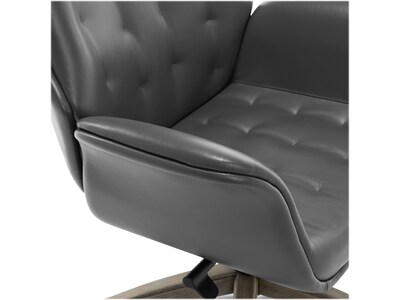 Thomasville Furniture Brooks Ergonomic Bonded Leather Swivel Executive Chair, Gray (51493-GRY)