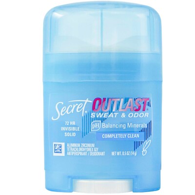 Secret Outlast Invisible Solid Antiperspirant, 0.5 oz Stick, 8 Sticks/Bag, 18 Bags/Carton