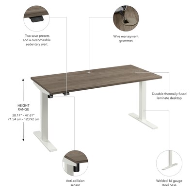 Bush Business Furniture Move 40 Series 60"W Electric Adjustable Standing Desk, Modern Hickory (M4S6030MHWK)