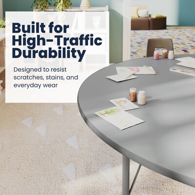 Flash Furniture Wren Kidney Activity Table, 72" x 48", Height Adjustable, Gray Top/Silver Frame (XUA4872KDGYTP)