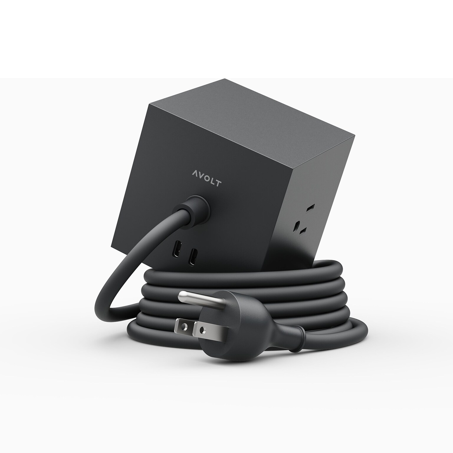 AVOLT Square 1 5.9 3-Outlet Power Extender with USB-C, Stockholm Black (SQ1-NABC30-18SB)