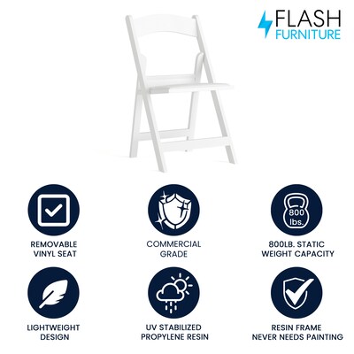 Flash Furniture Hercules 1000lb-Capacity Resin Folding Chair with Vinyl Padded Seat, White (LEL1WHITE)