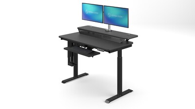 VersaDesk PowerLift Split-Level 48W Electric Rectangular Adjustable Standing Desk, Black (PL2SD4830-BB)