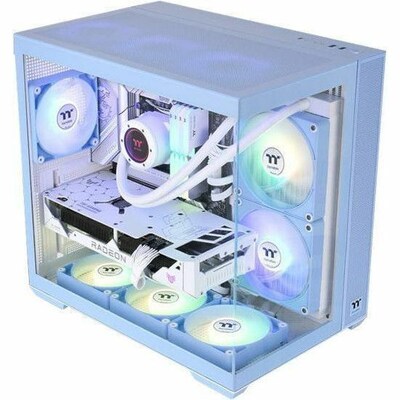 Thermaltake View 380 TG ARGB Mid Tower Gaming Computer Case Hydrangea, Blue (CA-1Z2-00MFWN-00)