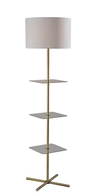 Adesso Imogen 67H Antique Brass Floor Lamp with Linen Textured Fabric Shade (3189-21)