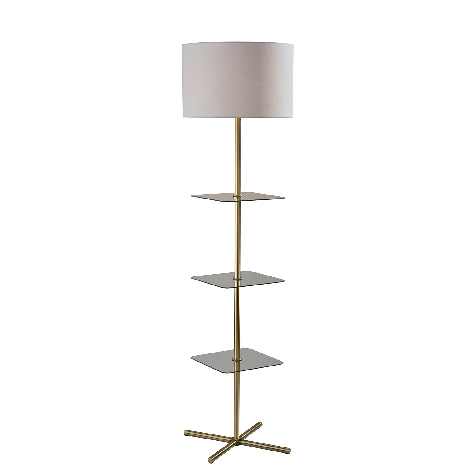 Adesso Imogen 67H Antique Brass Floor Lamp with Linen Textured Fabric Shade (3189-21)