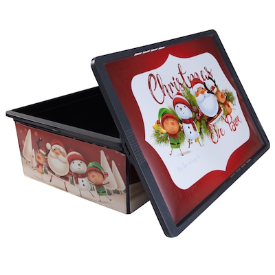 Simplify Christmas Storage Bin with Lid, Plastic, Multicolored (9082-10)