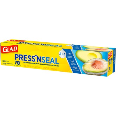 Glad Press'n Seal Plastic Food Wrap, 70 Sq. Ft. Roll, 12 Boxes/Carton (70441)