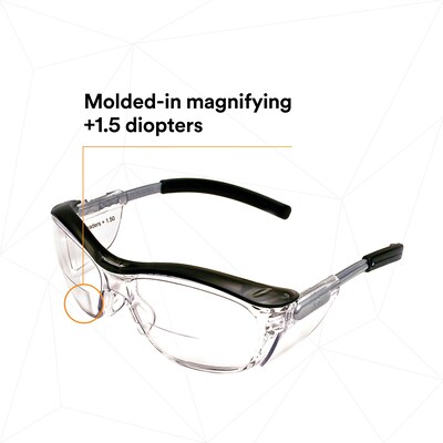 3M Nuvo +1.50 Safety Glasses, Clear Lens, 20/Carton (11434-00000-20)