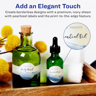 Avery Pearlized Ivory Decorative Edge Multipurpose Labels, 1.5 x 3.5, Ivory, 100/Pack (94122)