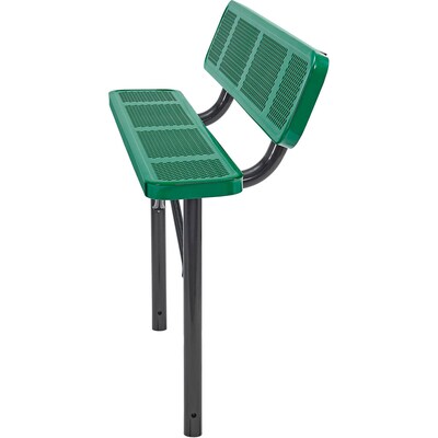 Global Industrial 6' Outdoor Steel Bench w/ Backrest, Perforated Metal, In Ground Mount, Green (694557IGN)