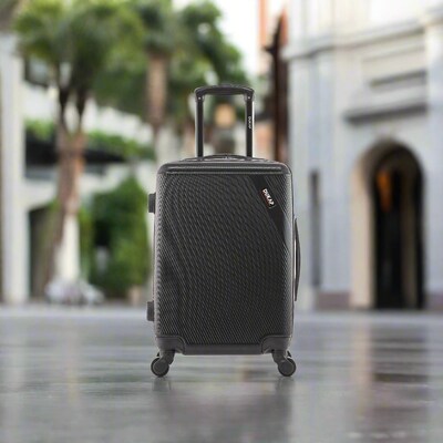DUKAP Discovery 21.65" Hardside Suitcase, 4-Wheeled Spinner, TSA Checkpoint Friendly, Black (DKDIS00S-BLK)