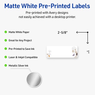 Avery Laser/Inkjet Rectangle Multipurpose Labels, 1 x 2-5/8, White, 160/Pack (S00F45)