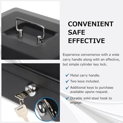 CARL Steel Security Cash Box, Black (CB-2012)