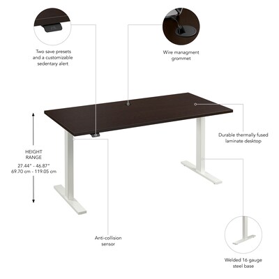 Bush Business Furniture Move 60 Series 60"W Electric Adjustable Standing Desk, Mocha Cherry (M6S6030MRWK)