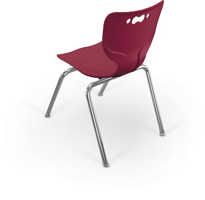 MooreCo 18 Hierarchy Student Chair with 4 Legs, Maroon/Chrome Base (703673561358)