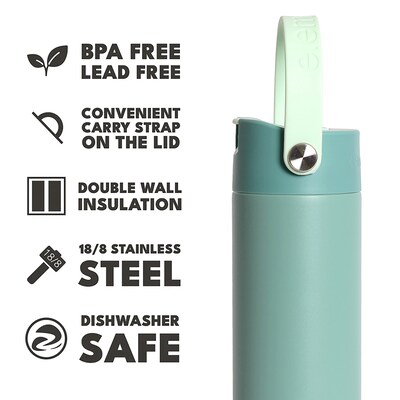 Elemental Core Stainless Steel Double Wall Insulated Water Bottle, 24 oz., Sage (EMLEBC24SG18)