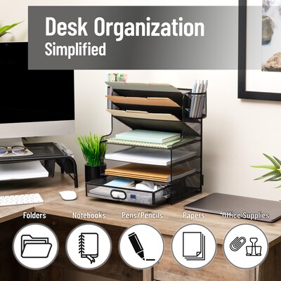 Mind Reader Metal Mesh Desk Organizer, Black (MSUP7C-BLK)