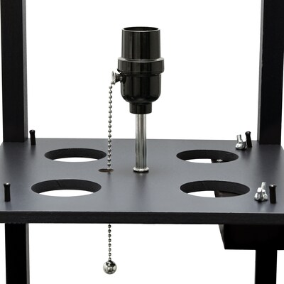 Simple Designs Etagere Organizer 62.5" Floor Lamp with Rectangular Shade, Black (LF1014-BLK-CCLB)