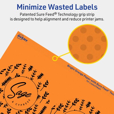 Avery Laser/Inkjet Multipurpose Circle Labels, 3.5" Dia., Bright Orange, 40/Pack (94514)