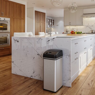 iTouchless 13 Gallon Sensor Kitchen Trash Can with AC Adapter, Silver