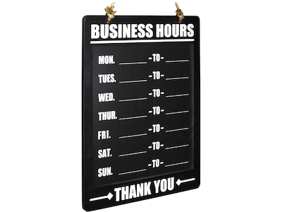 Excello Global Products Business Hours Indoor/Outdoor Hanging Chalkboard, 10 x 13.75, Black (EGP-H