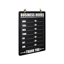 Excello Global Products Business Hours Indoor/Outdoor Hanging Chalkboard, 10 x 13.75, Black (EGP-H