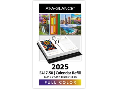 2025 AT-A-GLANCE Photographic 6 x 3.5 Desk Calendar Refill, Multicolor (E417-50-25)