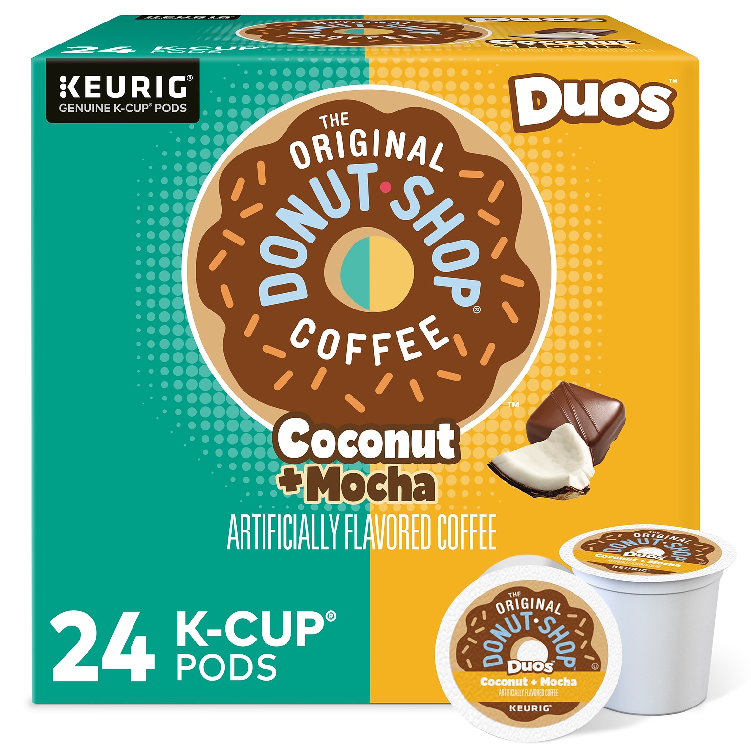 The Original Donut Shop Duos Coconut + Mocha Coffee Keurig® K-Cup® Pods, Medium Roast, 24 Pods/Box (5000361500)
